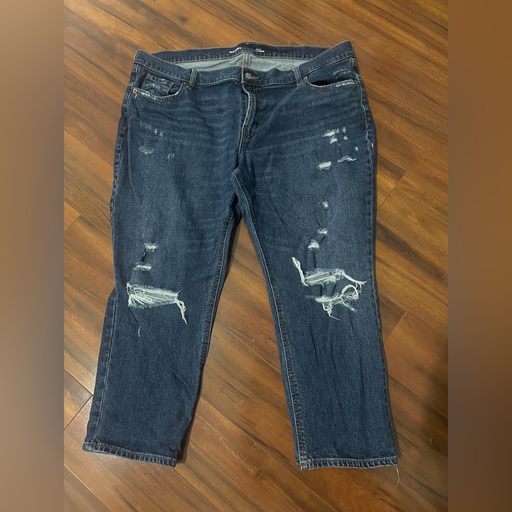 Old Navy Distressed Boyfriend Jeans - Dark Blue